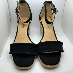 Lucky Brand Black Espadrille Wedge Sandal, Size 10